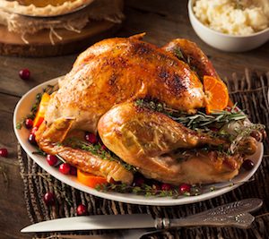 Thanksgiving turkey on a platter.