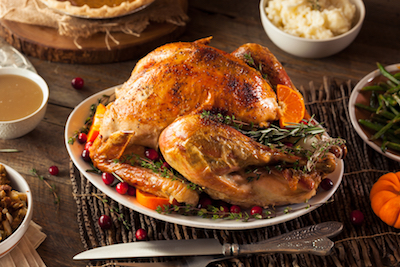 Thanksgiving turkey on a platter.